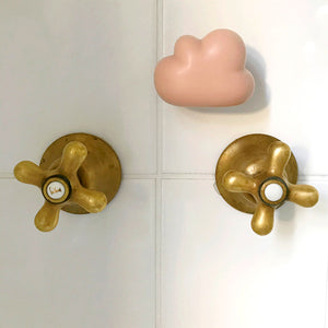 Wolkenseife in rosa in der Dusche hält mit Seifenhalter