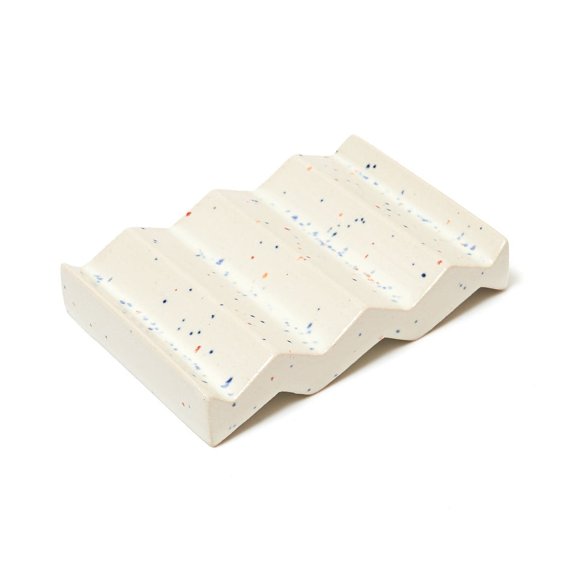 Seifenschale Zickzack, weiß mit Punkten